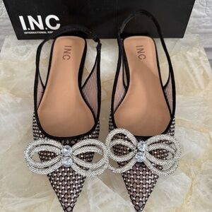 INC mesh black sparkle bow